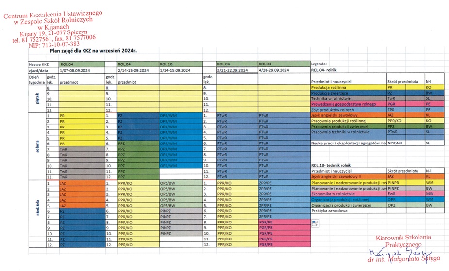 Plan wrze ROL04 ROL 10