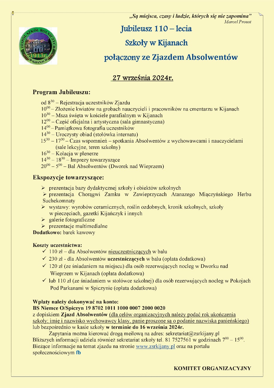 Program Zjazdu Absolwentw